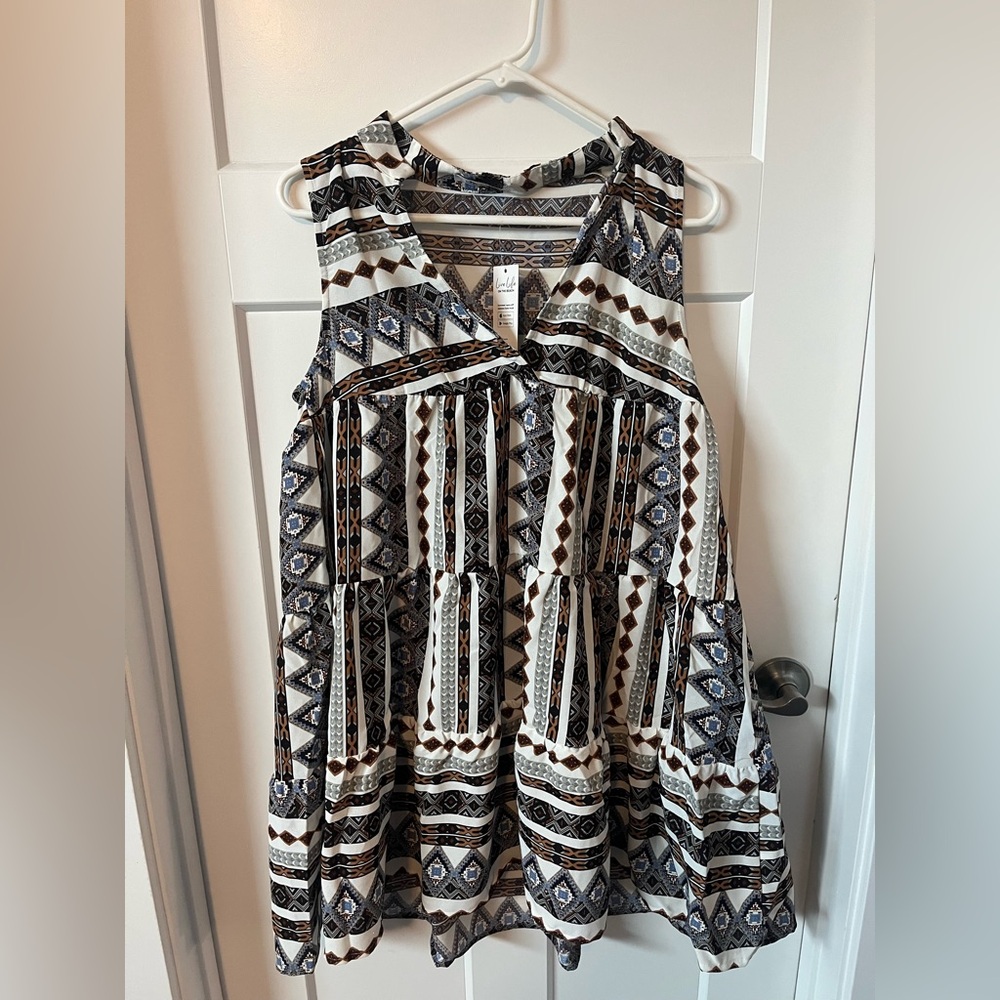 Cup She Geometric Patterned Mini Dress/Swim Cover